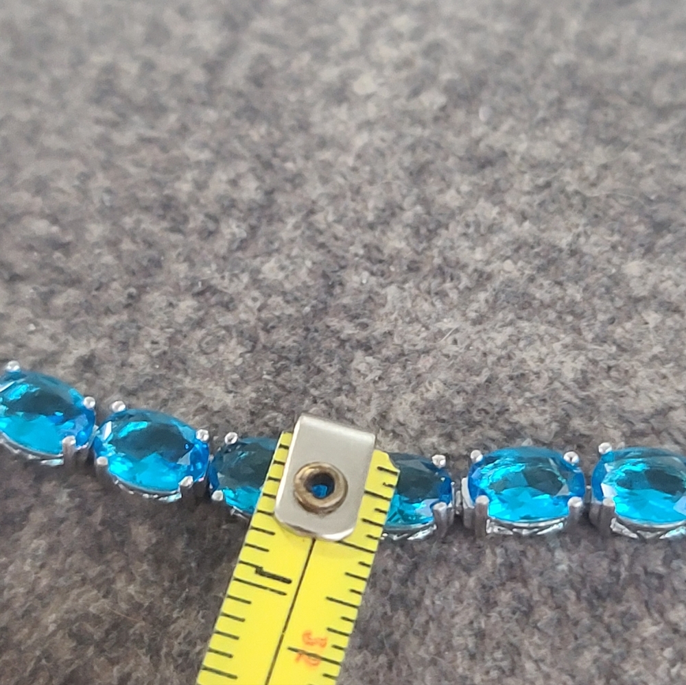 Blue Topaz And Sterling Silver Tennis Bracelet Women Jewelry, 8 Inch - Picture 3 of 8